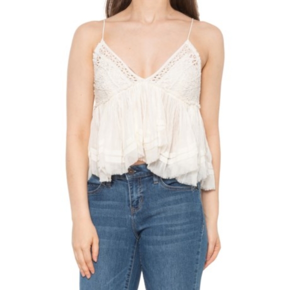 Free People Tops - Free People Ivory Carrie Eyelet Lace Top - Size: 12-14